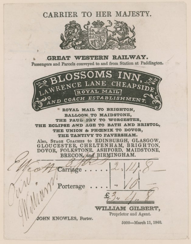 Blossoms Inn, Lawrence Lane, Cheapside, Bill av English School