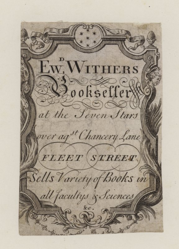 Bokhandlere, Edward Withers, handelskort av English School