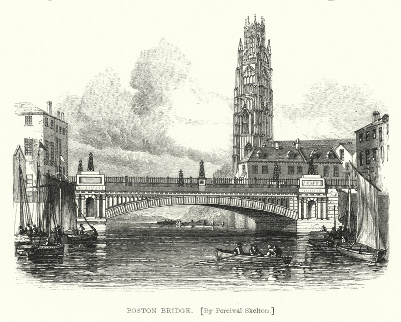 Boston Bridge (gravering) av English School