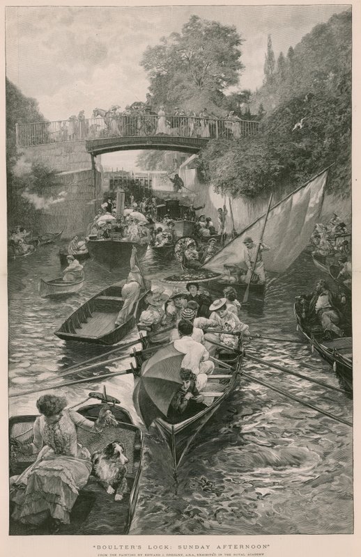 Boulters Lock: Sunday Afternoon, fra et maleri av Edward J Gregory av English School