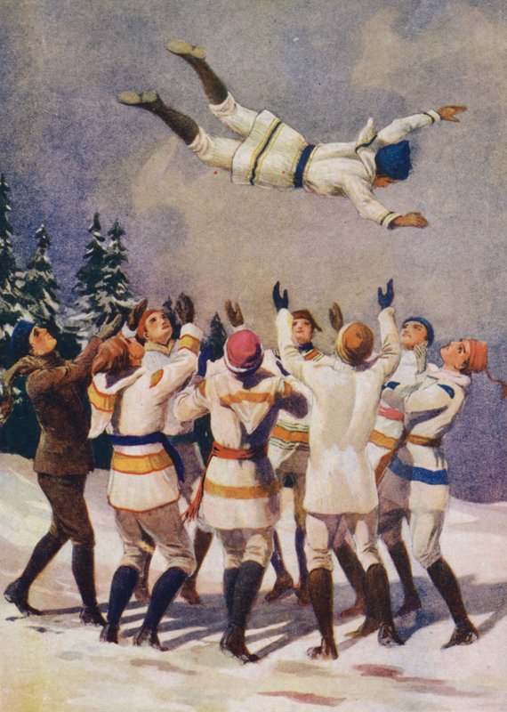 Sprett, en kanadisk vintersport (farge litho) av English School