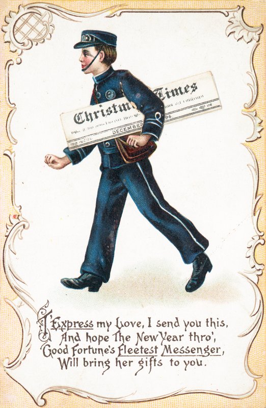 Guttelevering Christmas Times Avis, Julekort av English School