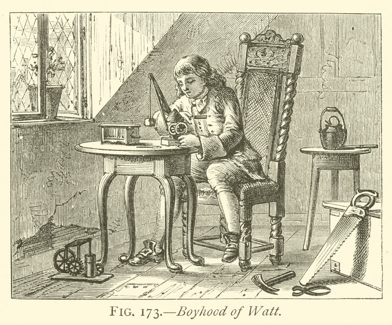 Boyhood of Watt (gravering) av English School