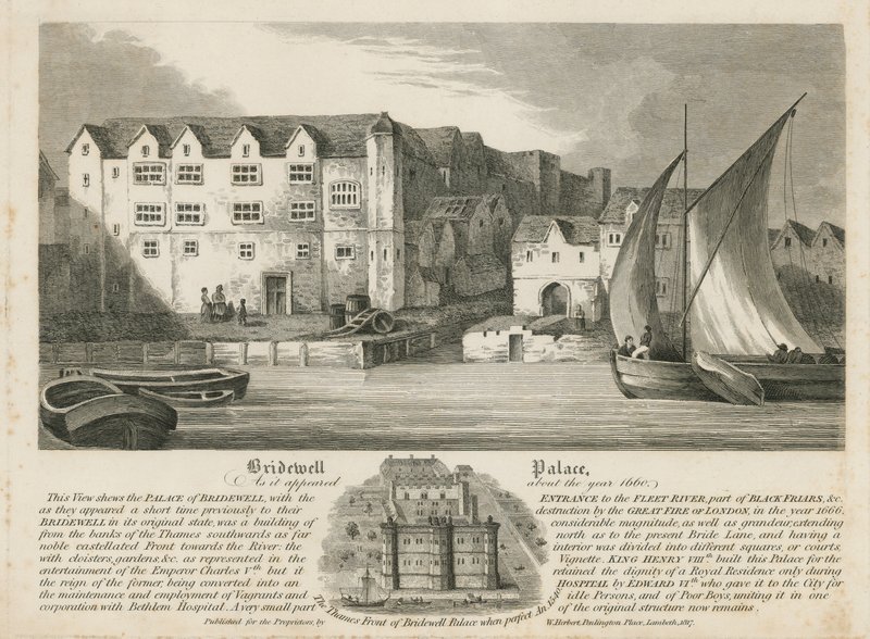 Bridewell Palace slik det så ut rundt år 1660 av English School