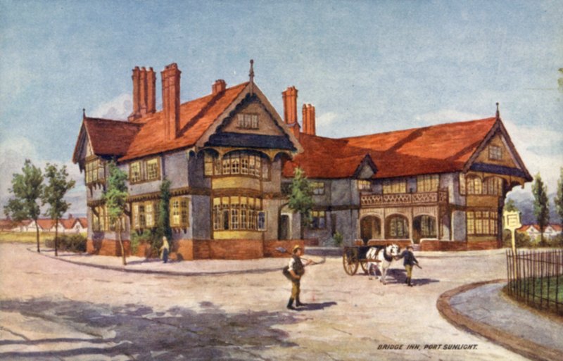 Bridge Inn, Port Sunlight (farge litho) av English School