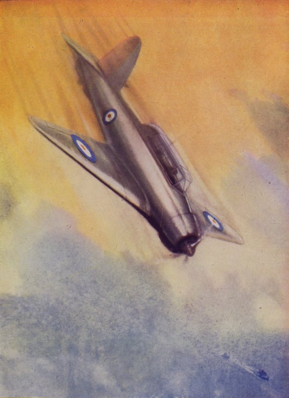 Britiske Blackburn Skua dykkebomber av Fleet Air Arm (farge litho) av English School