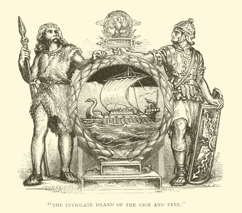 Brit og romersk, Storbritannia, The Inviolate Island of the Sage and Free (gravering) av English School