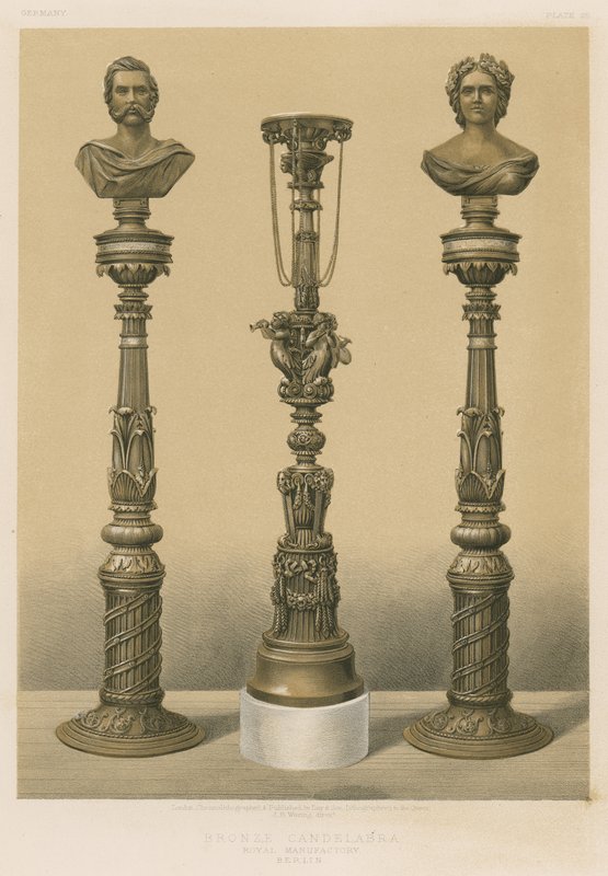 Bronselysestake, Royal Manufactory, Berlin (chromolitho) av English School
