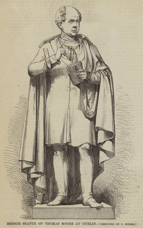 Bronsestatue av Thomas Moore i Dublin (gravering) av English School