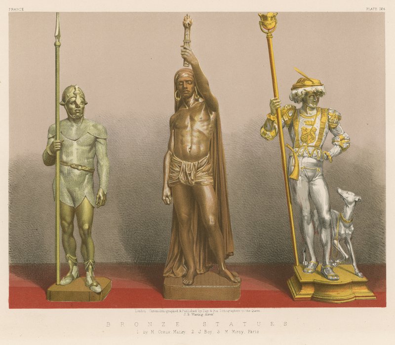 Bronsestatuer (kromolitho) av English School