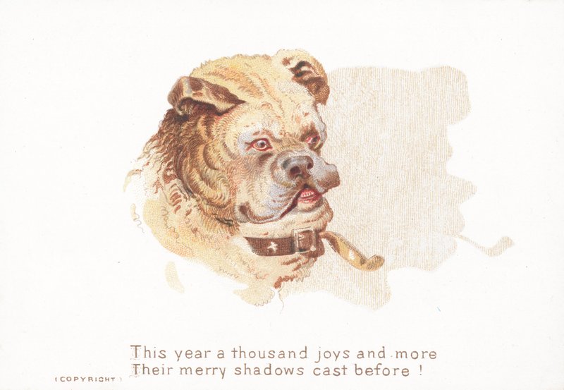 Bulldog og skygge, julekort av English School