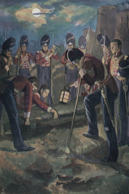 Begravelse av general Sir John Moore etter slaget ved Corunna, Apain, Peninsular War, 1809 av English School