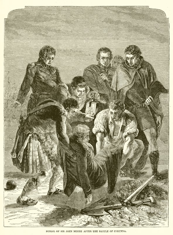 Begravelse av Sir John Moore etter slaget ved Corunna av English School