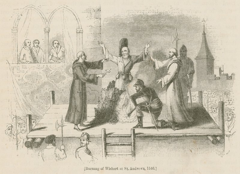 Brenning av Wishart ved St. Andrews, 1546 av English School