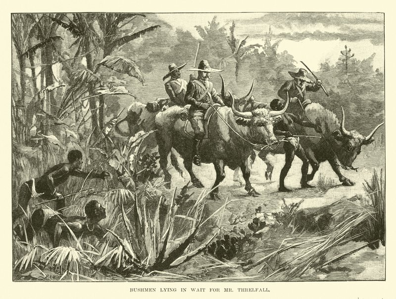 Bushmen som ligger og venter på Mr Threlfall av English School