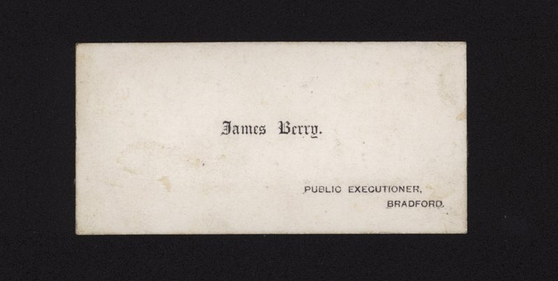 Visittkort til James Berry, offentlig bøddel av English School