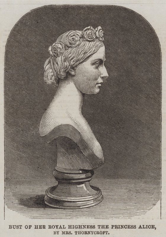 Byste av Hennes Kongelige Høyhet Prinsesse Alice, av fru Thornycroft (gravering) av English School