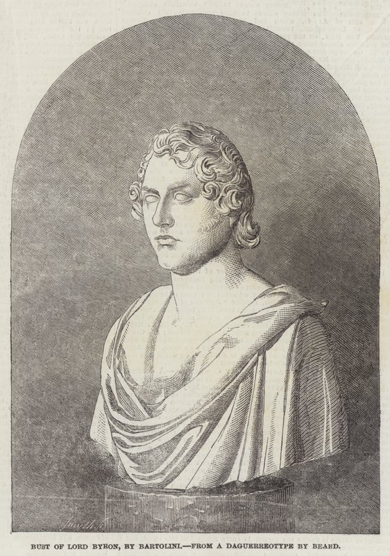 Byste av Lord Byron, av Bartolini (gravering) av English School