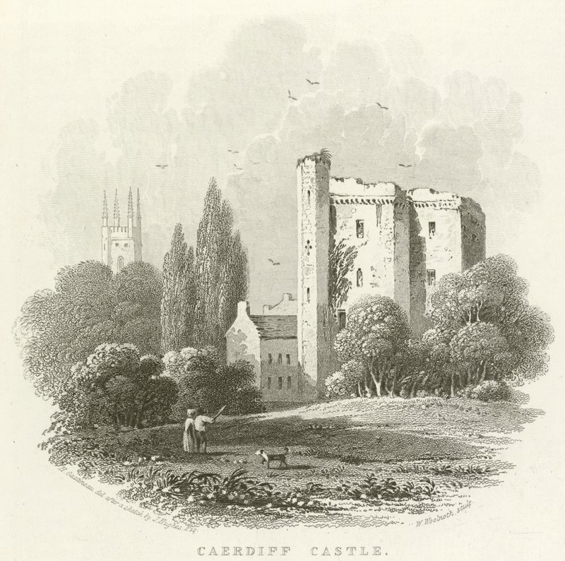 Cardiff Castle (gravering) av English School
