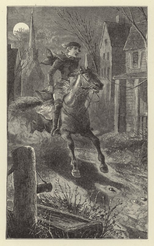 Oppfordring til våpen - Paul Reveres tur, 1775 av English School