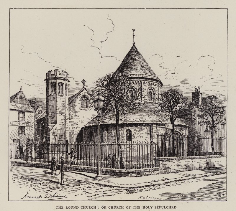 Cambridge: Rundkirken; eller Den hellige gravs kirke (radering) av English School