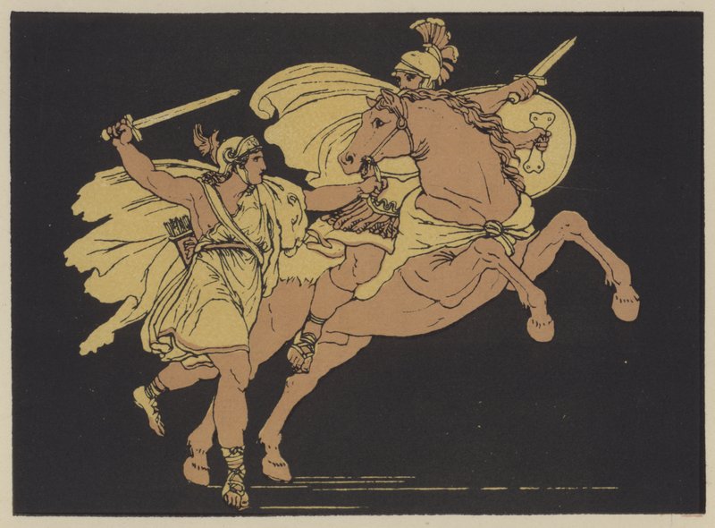 Camilla og sønnen til Aunus (farge litho) av English School