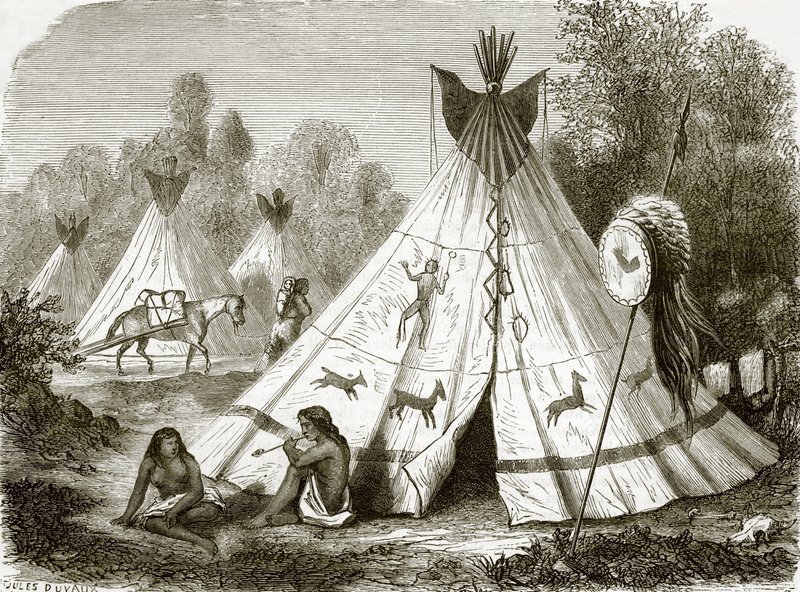 Camp av Comanche-indianere av English School