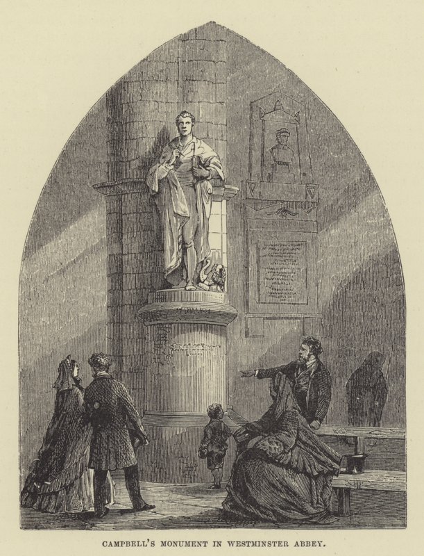 Campbells monument i Westminster Abbey (gravering) av English School