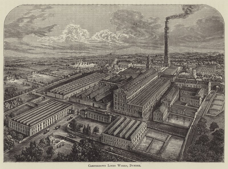 Camperdown Linen Works, Dundee (gravering) av English School
