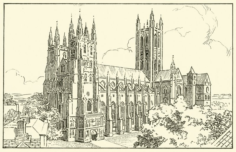 Canterbury Cathedral (blekk på papir) av English School
