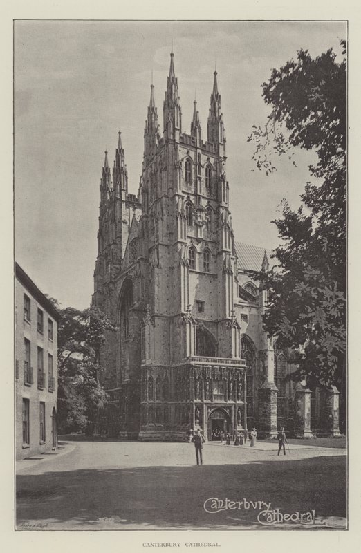 Canterbury katedral (litho) av English School