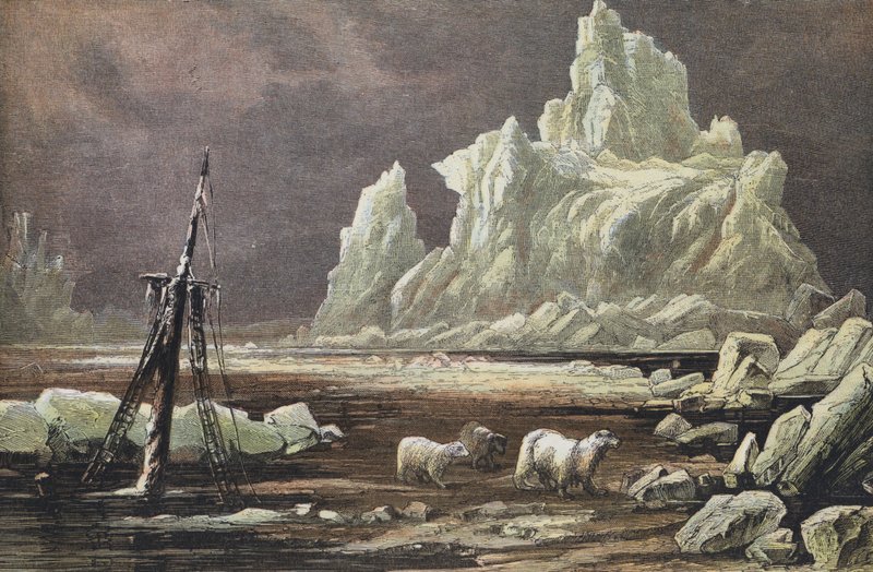 Cape Omman, Nord-Sibir (farget gravering) av English School