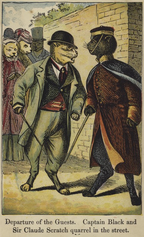 Kaptein Black og Sir Claude Scratch krangler på gaten av English School