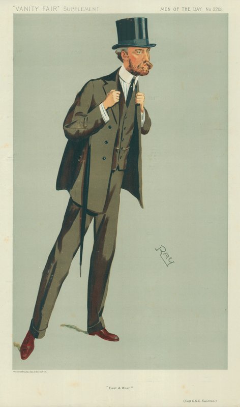 Kaptein G S C Swinton, øst og vest, 24. juli 1912, tegneserie Vanity Fair av English School
