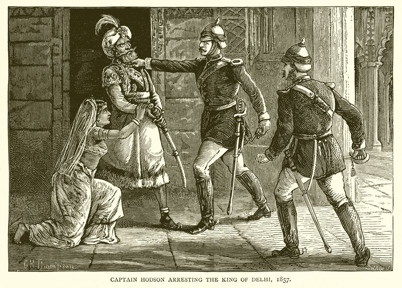 Kaptein Hodson arresterte kongen av Delhi, 1857 av English School
