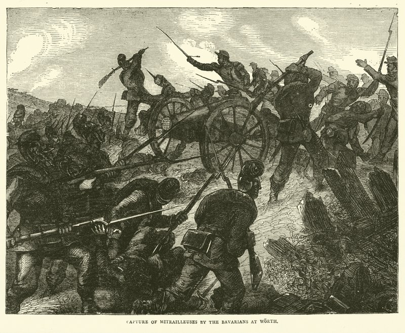 Fangst av Mitrailleuses av bayerne i Worth, august 1870 av English School
