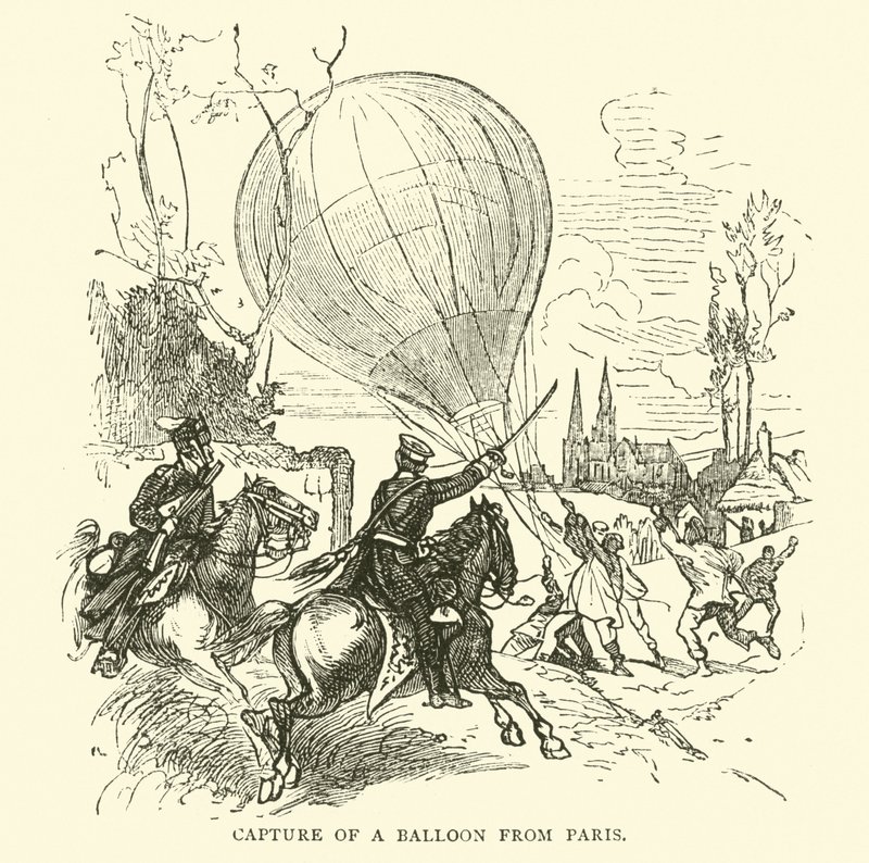 Fangst av en ballong fra Paris, januar 1871 av English School