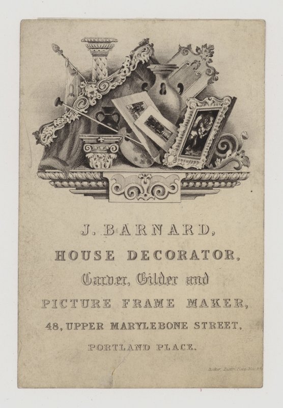 Carvers and Gilders, J Barnard, handelskort av English School