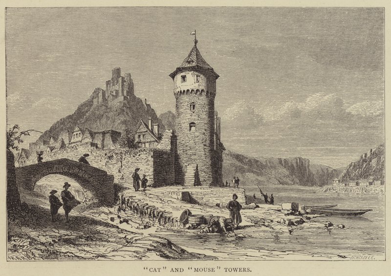 "Cat" og "Mouse" Towers (gravering) av English School