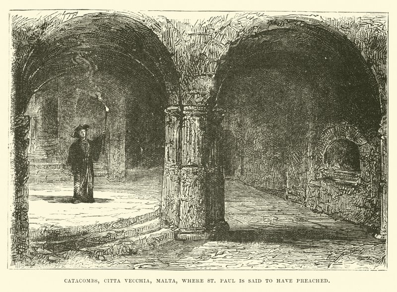 Catacombs, Citta Vecchia, Malta, hvor St. Paul sies å ha forkynt av English School