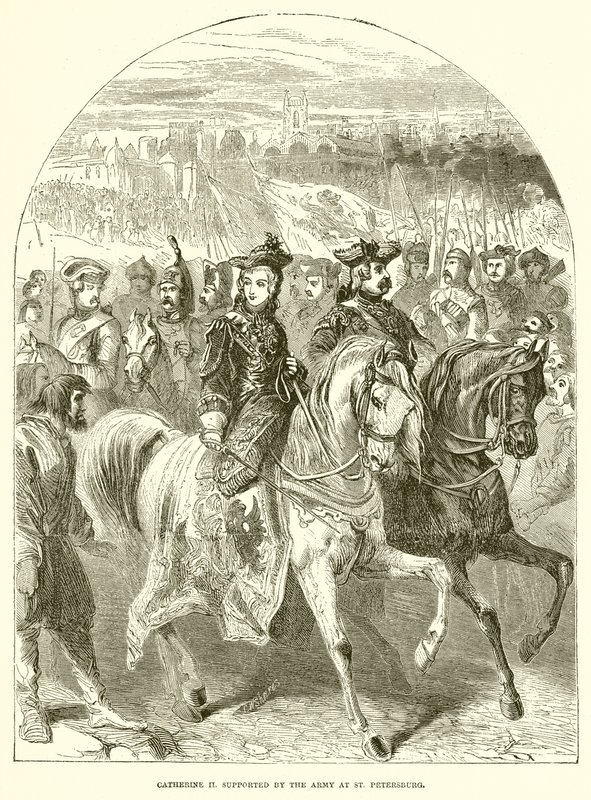 Katarina II. støttet av hæren i St. Petersburg av English School