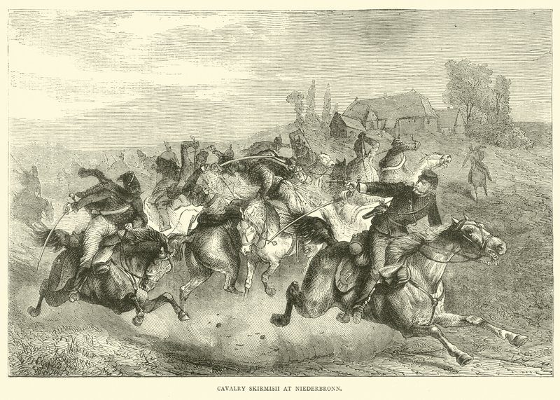 Kavaleri trefning ved Niederbronn, juli 1870 av English School