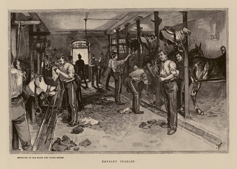 Kavaleristaller, Aldershot (gravering) av English School