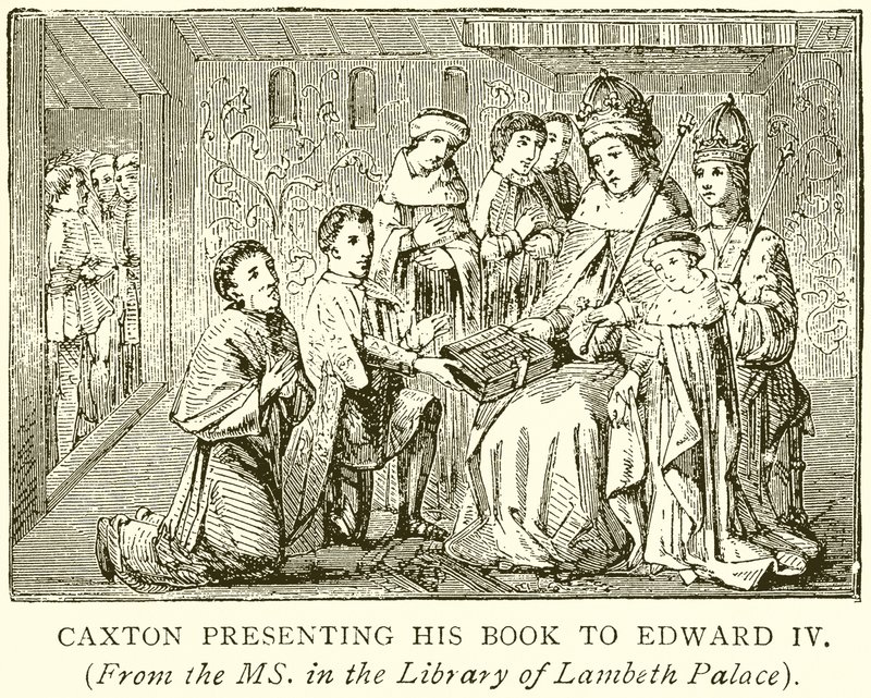 Caxton presenterer boken sin til Edward IV av English School
