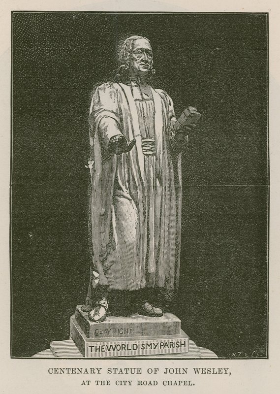 Hundreårsstatue av John Wesley av English School