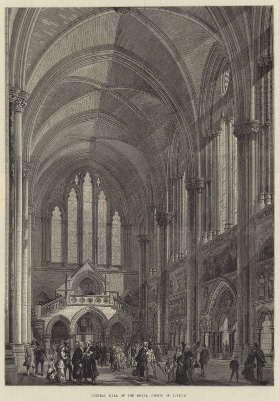 Central Hall of the Royal Courts of Justice (gravering) av English School