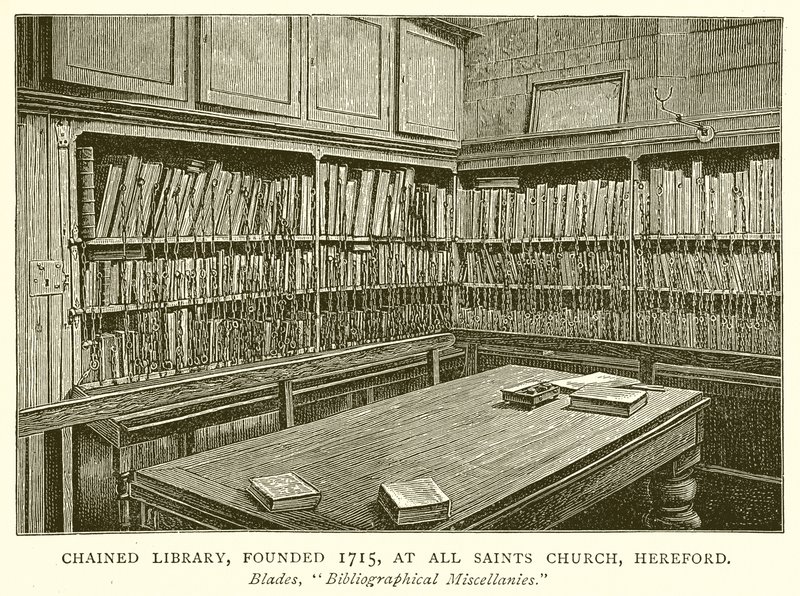 Chained Library, grunnlagt 1715, ved All Saints Church, Hereford av English School