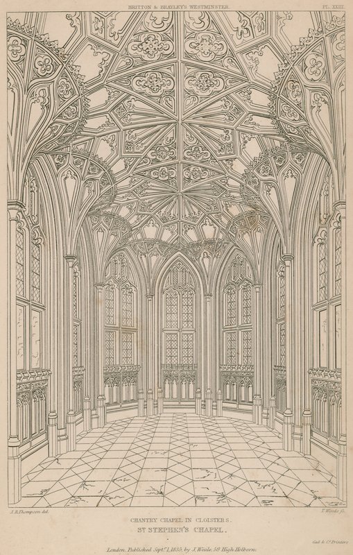 Chantry Chapel i Cloisters, St Stephens Chapel, Westminster Palace av English School