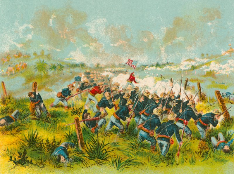 Anklagen mot amerikanske tropper ved San Juan Hill, 1. juli 1898 av English School
