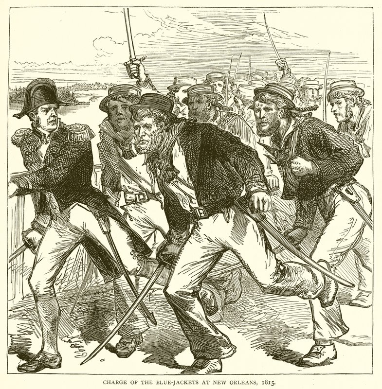 Charge of the Blue-jackets i New Orleans, 1815 av English School